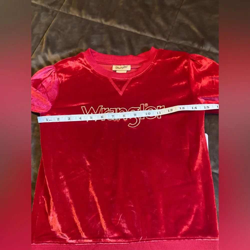 Wrangler brand, kids size small, beautiful red and gold, new with tags, top